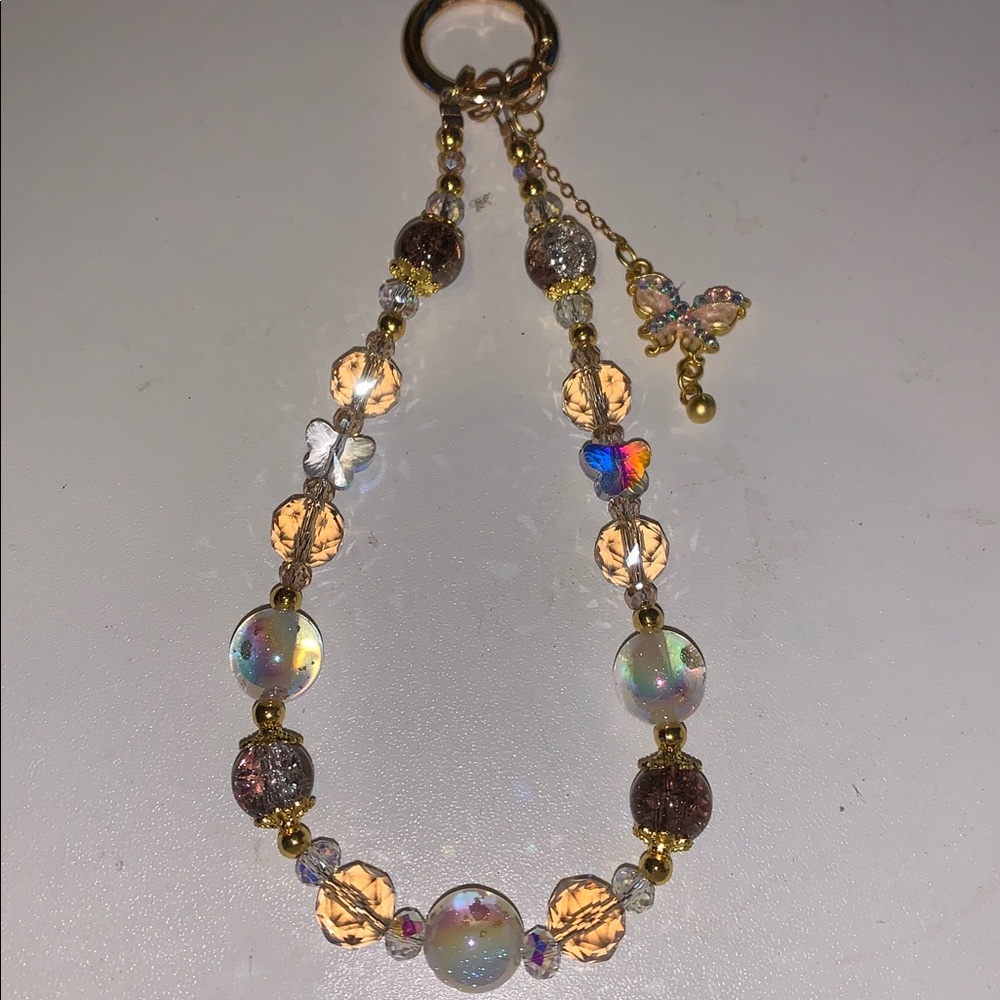Aurora borealis crystal Beaded purse/bag charm keychain